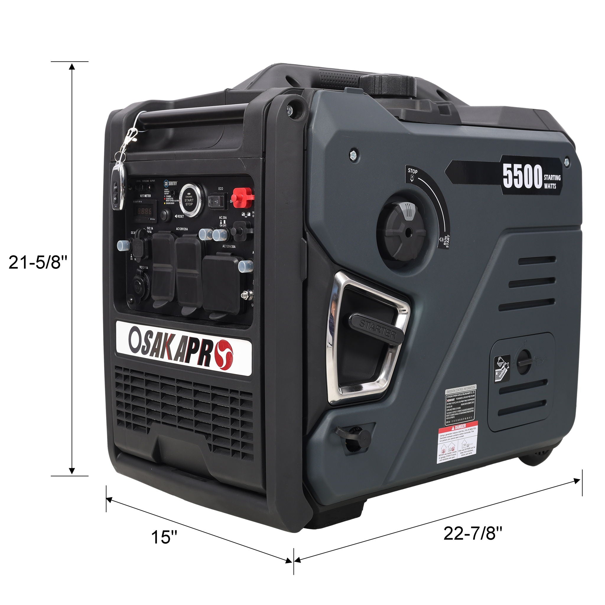 Super Quiet Inverter Generator 5.5Kw Portable Dual Fuel Electric &amp; Remote Start Aluminium