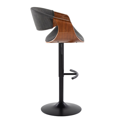 Curvo - Mid Century Modern Adjustable Barstool With Swivel &amp; Rounded T Footrest (Set of 2)