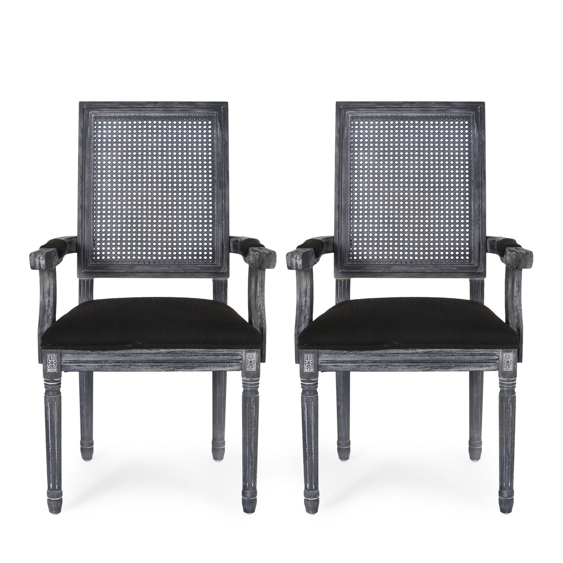 Elegant French Country Style Dining Chair With Cane Backrest