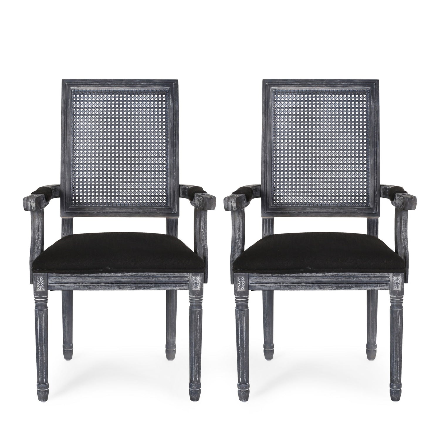 Elegant French Country Style Dining Chair With Cane Backrest