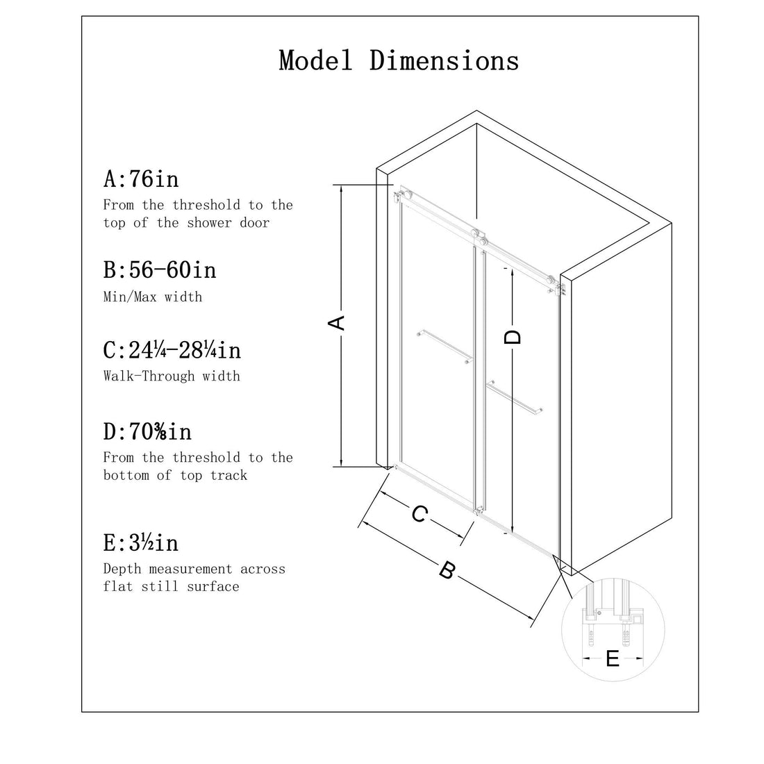 Frameless Double Sliding Soft Close Bathtub Shower Door, 5 / 16&quot; Clear Nano Coated Tempered Glass And 304 Stainless Steel Handle - Matte Black