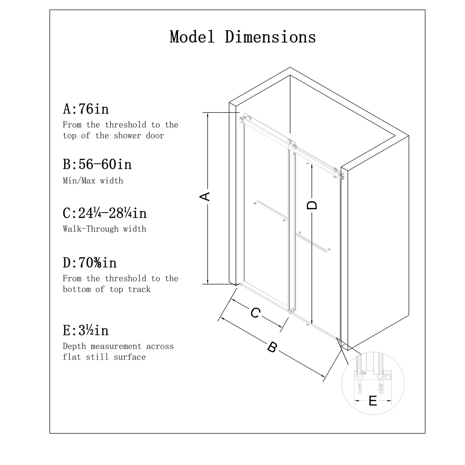 Frameless Double Sliding Soft Close Bathtub Shower Door, 5 / 16&quot; Clear Nano Coated Tempered Glass And 304 Stainless Steel Handle - Matte Black