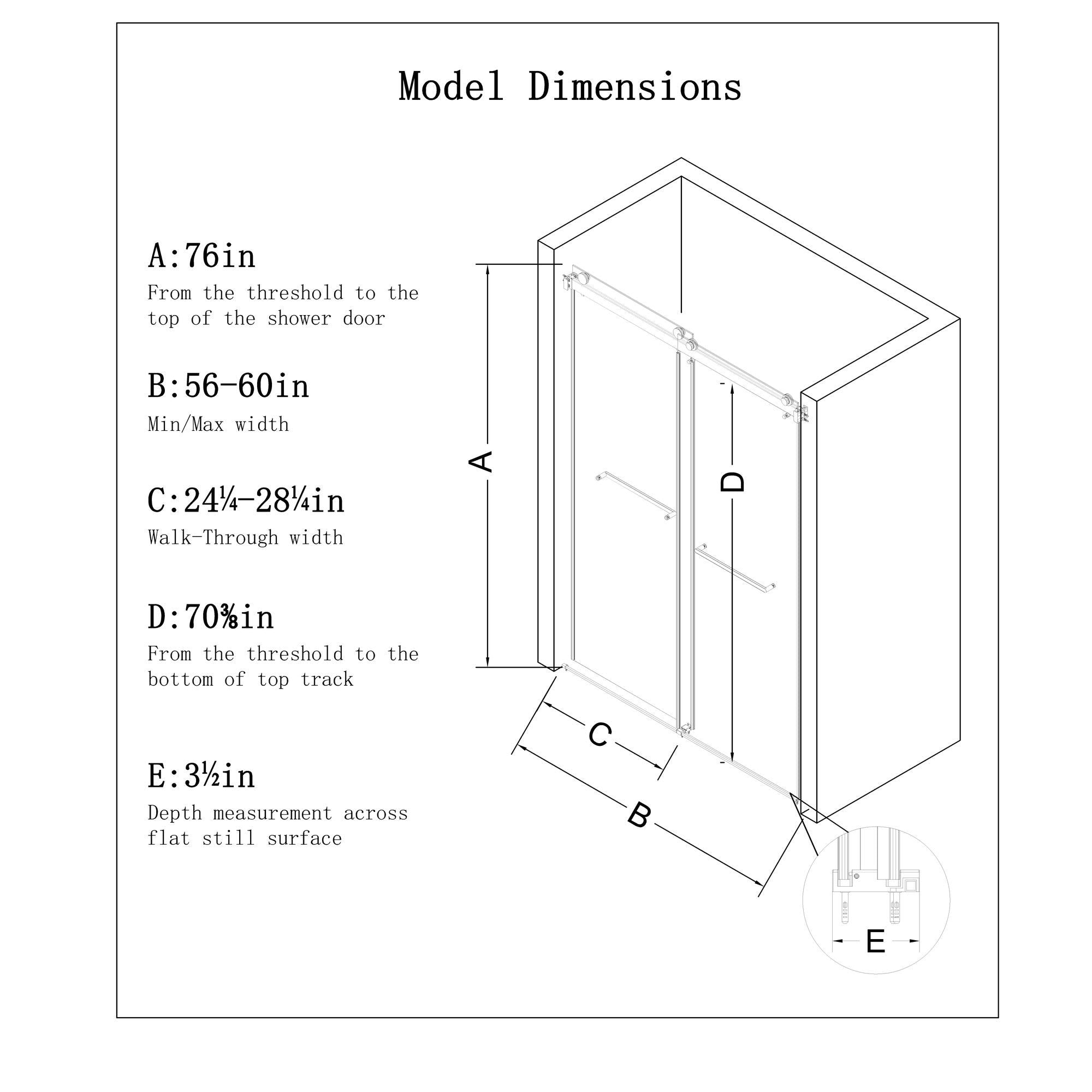 Frameless Double Sliding Soft Close Bathtub Shower Door, 5 / 16&quot; Clear Nano Coated Tempered Glass And 304 Stainless Steel Handle - Matte Black