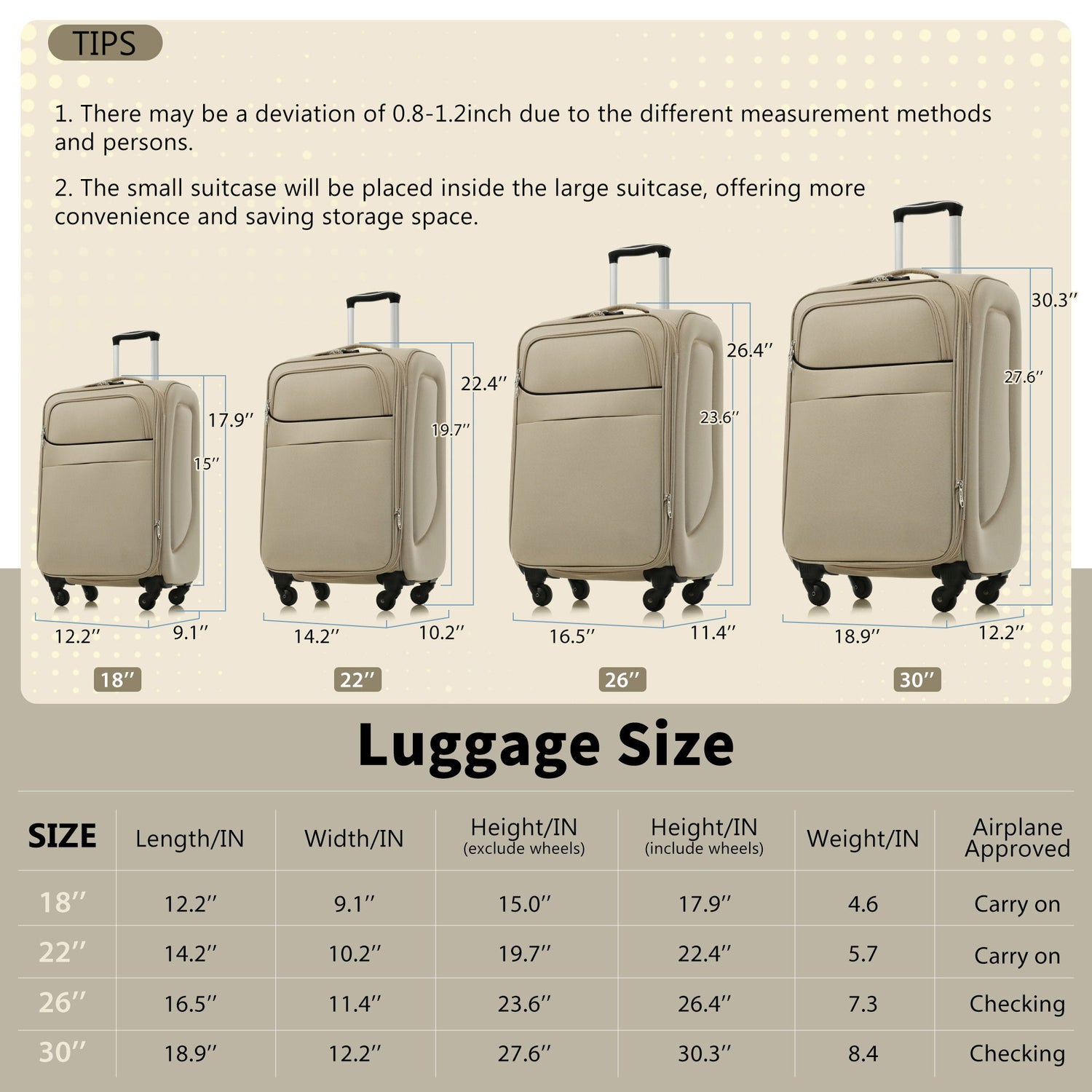 Softside Luggage 4 Piece Set With Expandable Spinner Wheels
