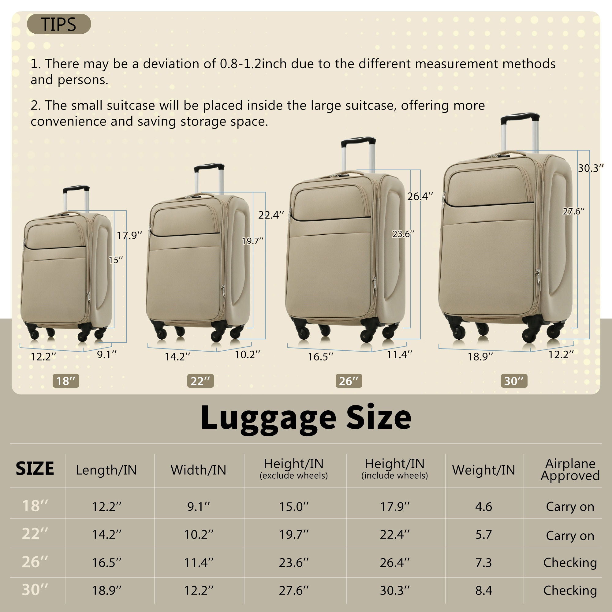 Softside Luggage 4 Piece Set With Expandable Spinner Wheels