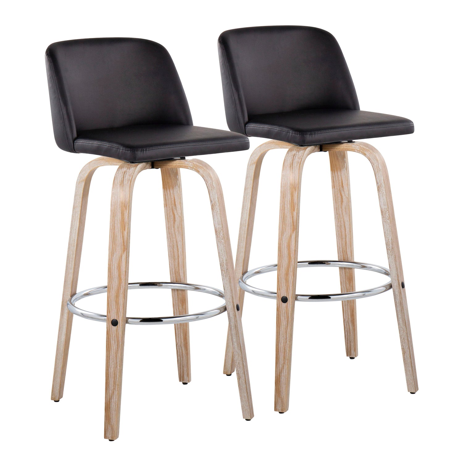 Toriano - Contemporary Fixed Height Barstool With Swivel &amp; Round Footrest (Set of 2)
