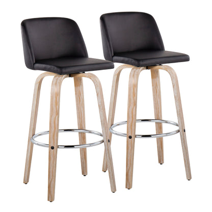 Toriano - Contemporary Fixed Height Barstool With Swivel &amp; Round Footrest (Set of 2)