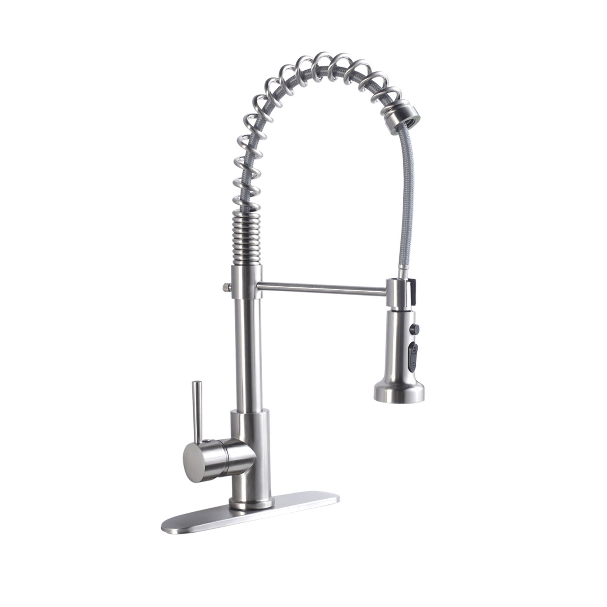 21&quot; Commercial Kitchen Faucet With Dual Function Pull Down Sprayhead In, Stainless Steel - Brushed Nickel