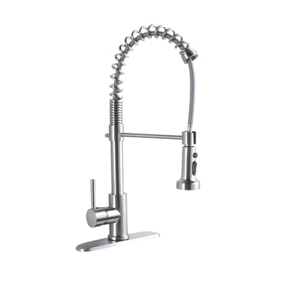 21&quot; Commercial Kitchen Faucet With Dual Function Pull Down Sprayhead In, Stainless Steel - Brushed Nickel