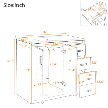 Bathroom Vanity With Sink Combo, Storage Cabinet, Freestanding Set With 3 Drawers &amp; Soft Closing Doors
