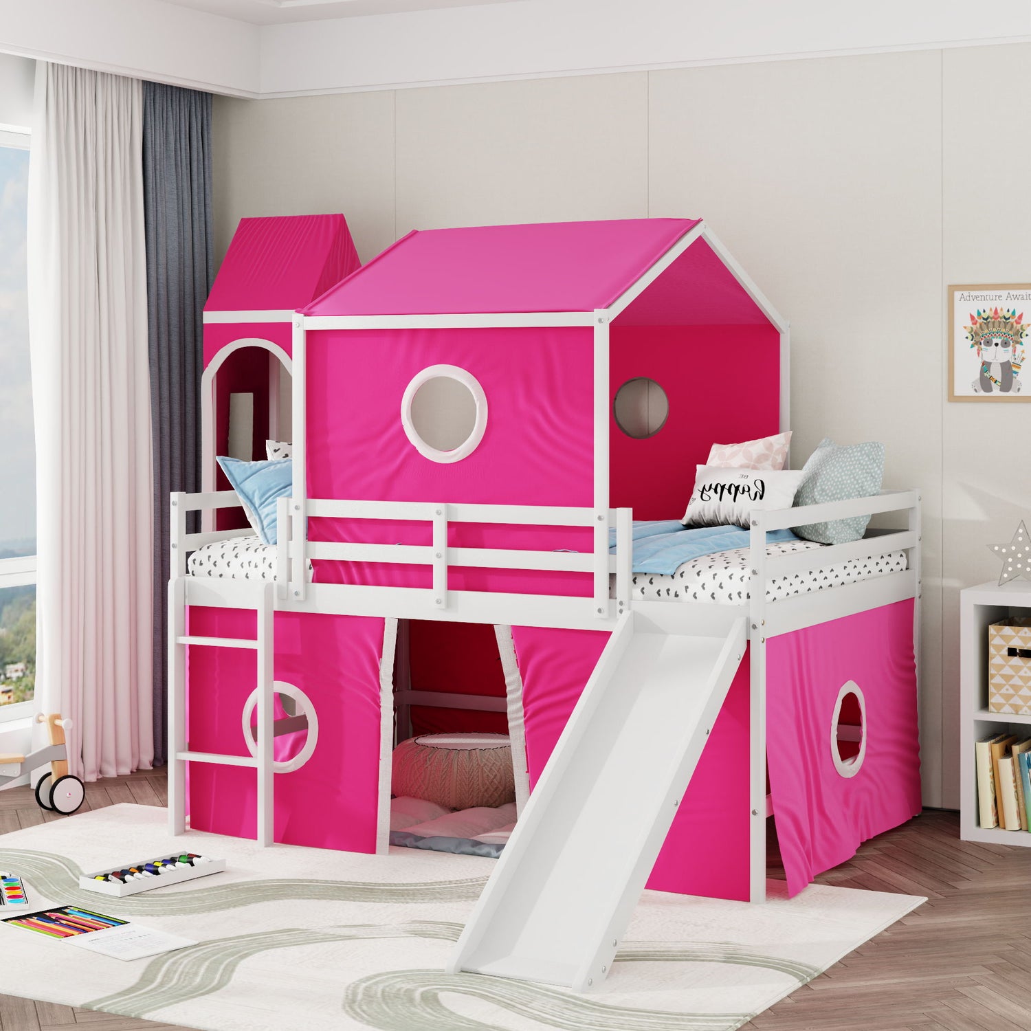 Loft Bed &amp; Slide Tent And Tower