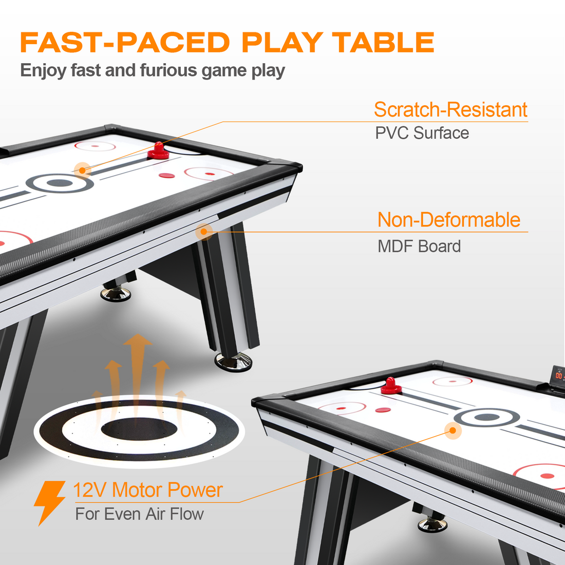 Air Hockey Table, 72&quot; Indoor Hockey Table for Kids and Adults, LED Sports Hockey Game with 2 Pucks, 2 Pushers, and Electronic Score System, Arcade Gaming Set for Game Room Family Home