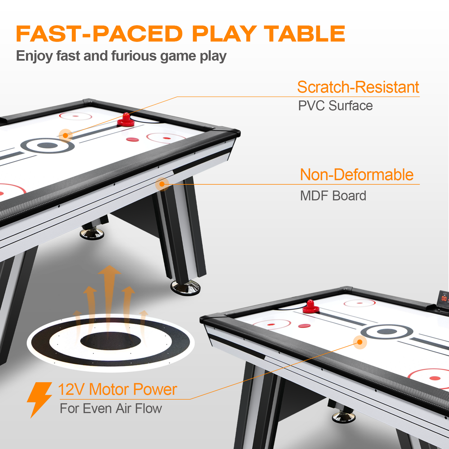 Air Hockey Table, 72&quot; Indoor Hockey Table for Kids and Adults, LED Sports Hockey Game with 2 Pucks, 2 Pushers, and Electronic Score System, Arcade Gaming Set for Game Room Family Home