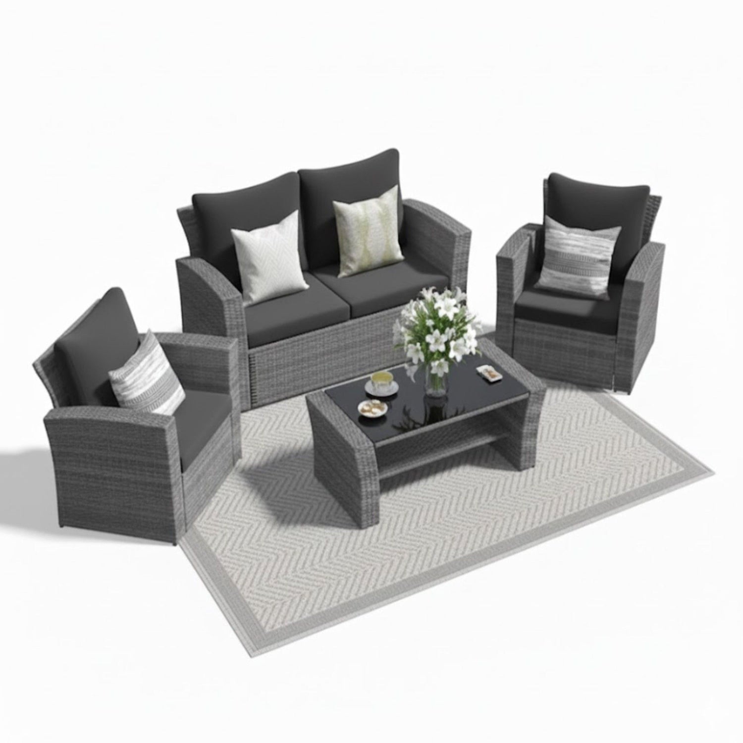 Modern Patio Set With Table And Cushions
