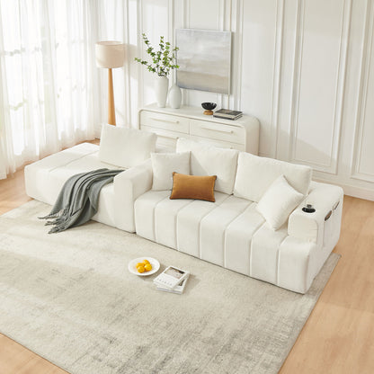 L - Shaped Sectional Sofa With Cup Holders &amp; Side Pockets