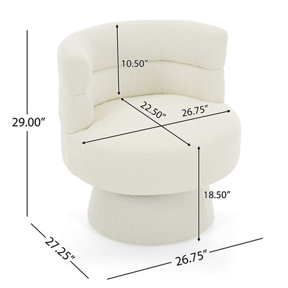 Swivel Accent Chair, 360° Rotating Design With Ergonomic Support For Living Room, Bedroom &amp; Home Office - Cream White