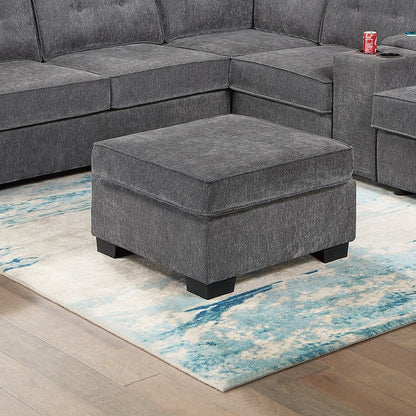 Sectional Set With Reversible Loveseat, USB Console, Corner Wedge &amp; Ottoman