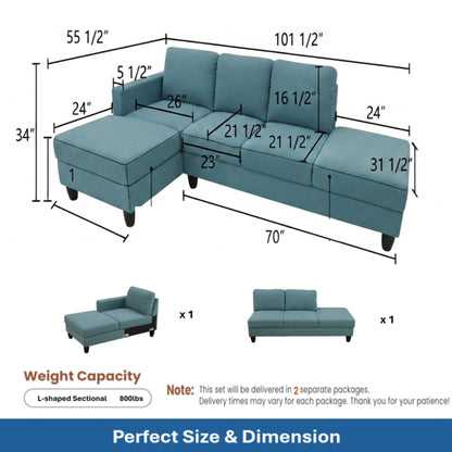 L - Shaped Sectional Sofa With Chaise &amp; Ottoman