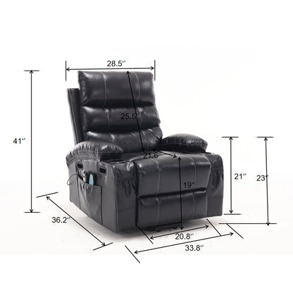 21&quot;seat width,large size Electric Power Lift Recliner Chair Sofa for Elderly, 8 point vibration Massage and lumber heat, Remote Control, Side Pockets and Cup Holders, cozy fabric, overstuffed arm pu