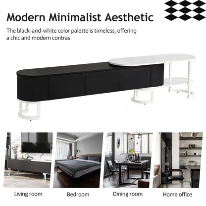 Modern Extendable TV Stand For TVs Up To 75&quot;, Entertainment Center Media Console With 3 Drawers, Metal Adjustable Legs For Living Room