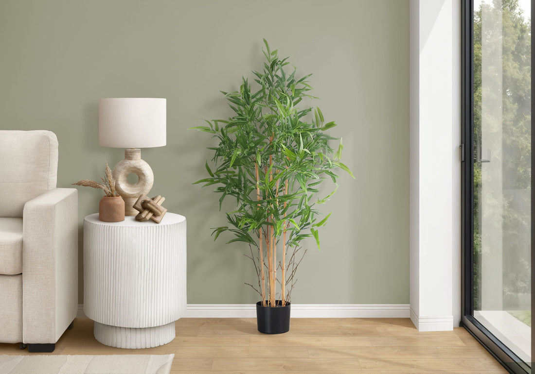 50&quot; Tall, Artificial Plant, Bamboo Tree, Indoor, Faux, Fake, Floor, Greenery, Potted, Decorative - Green / Black