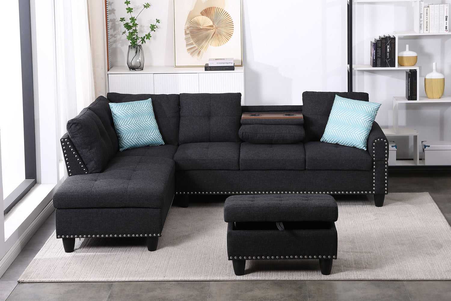Alger - Left Hand Facing Sofa &amp; Chaise With Ottoman