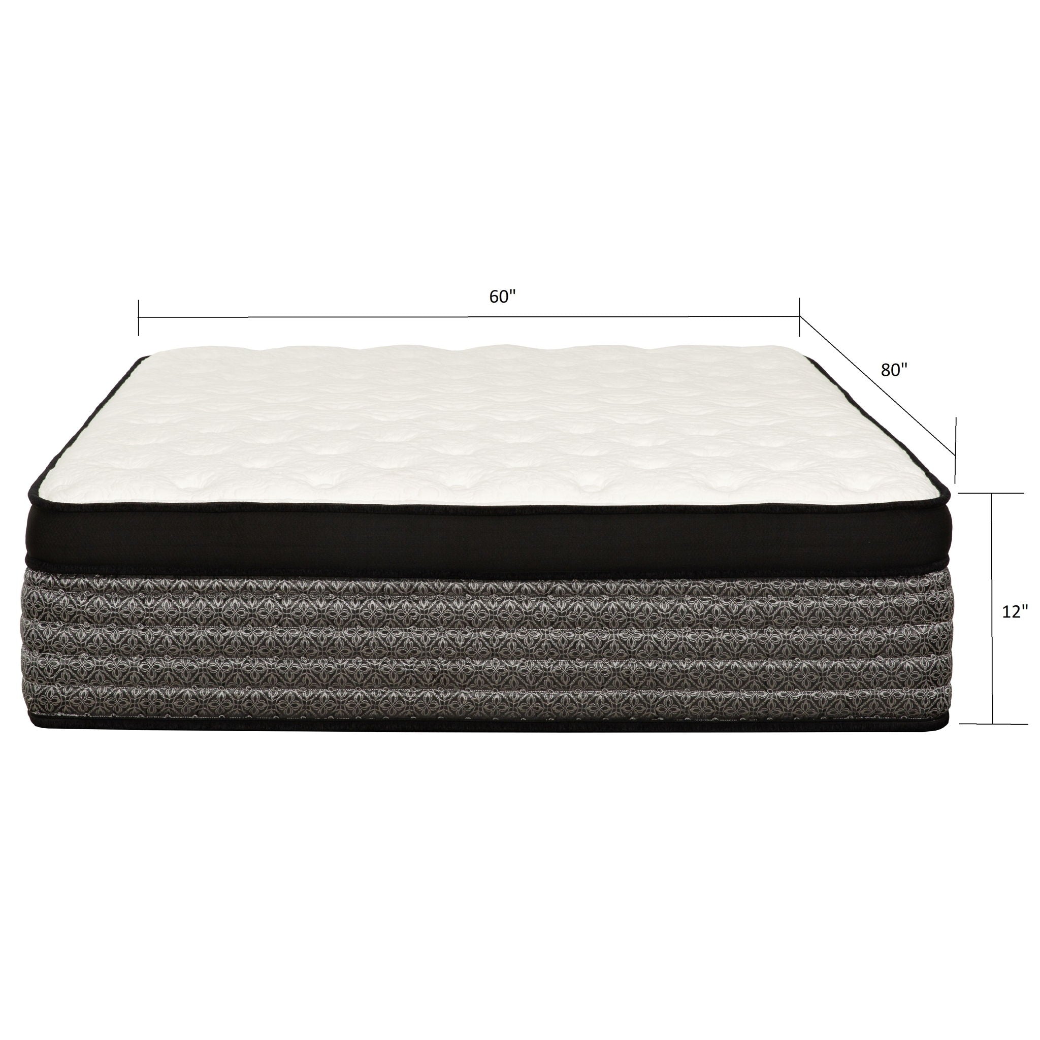 Premium 12&quot; Queen Size Hybrid Mattress In A Box Soft Gel Memory Foam Top With Cooling Technology - Gray / White