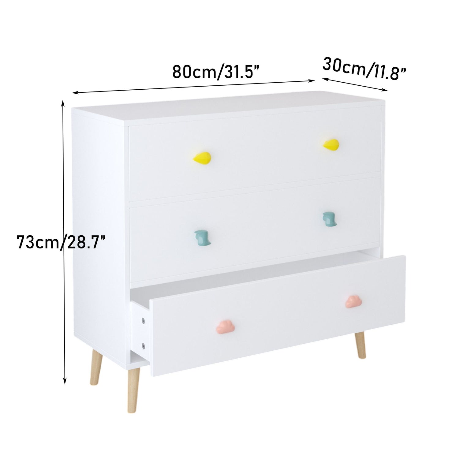 3 Drawer Dresser, Storage Cabinet With Anti Tip Safety