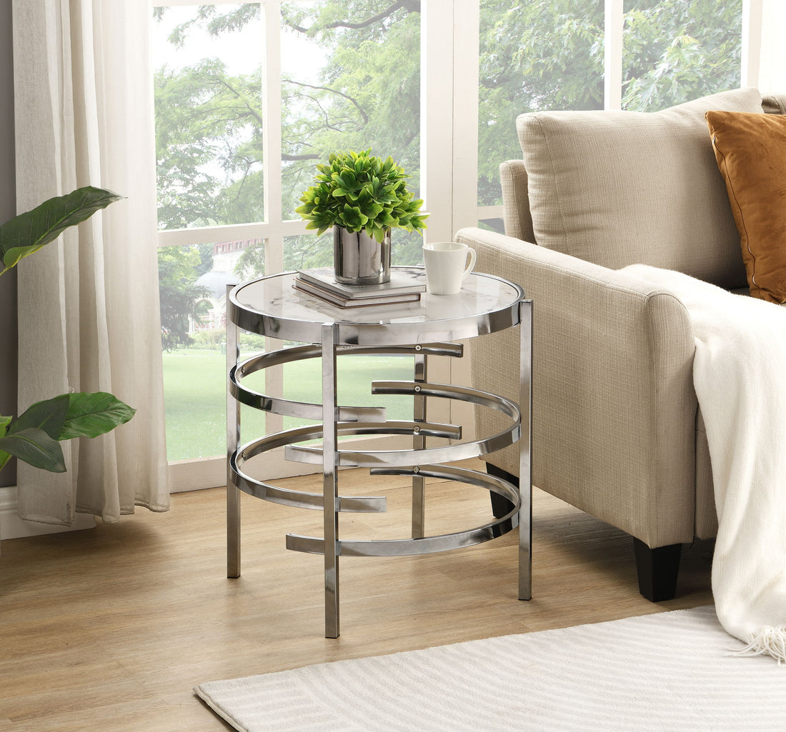 Elegant Round Table With Sintered Stone Top &amp; Sturdy Metal Frame