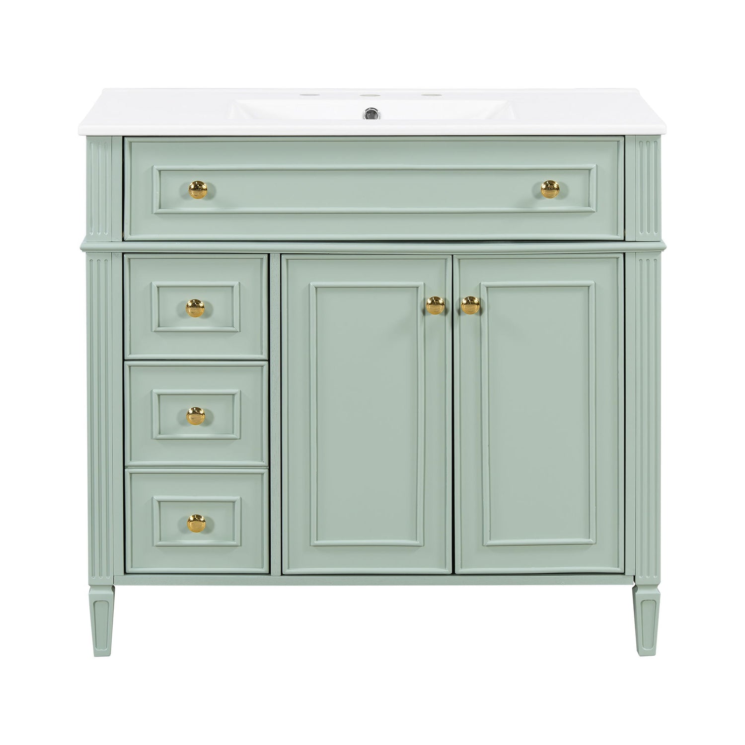 Bathroom Vanity With Sink, 3 Drawers &amp; 2 Doors