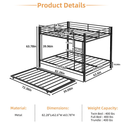 Bunk Bed For Kids, Convertible Frame With Ladders &amp; Guardrail