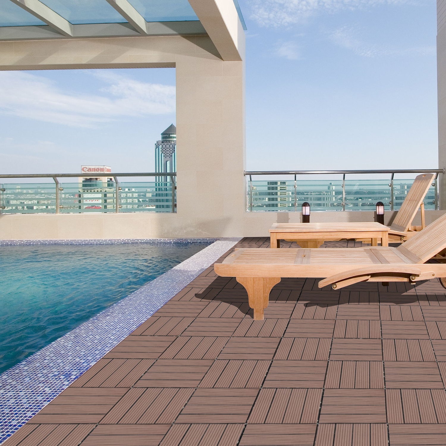 Wood Plastic Composite Deck Tiles, Sustainable Composite Decking Resist Rust, Water, Weather, Easy To Diy &amp; Maintain