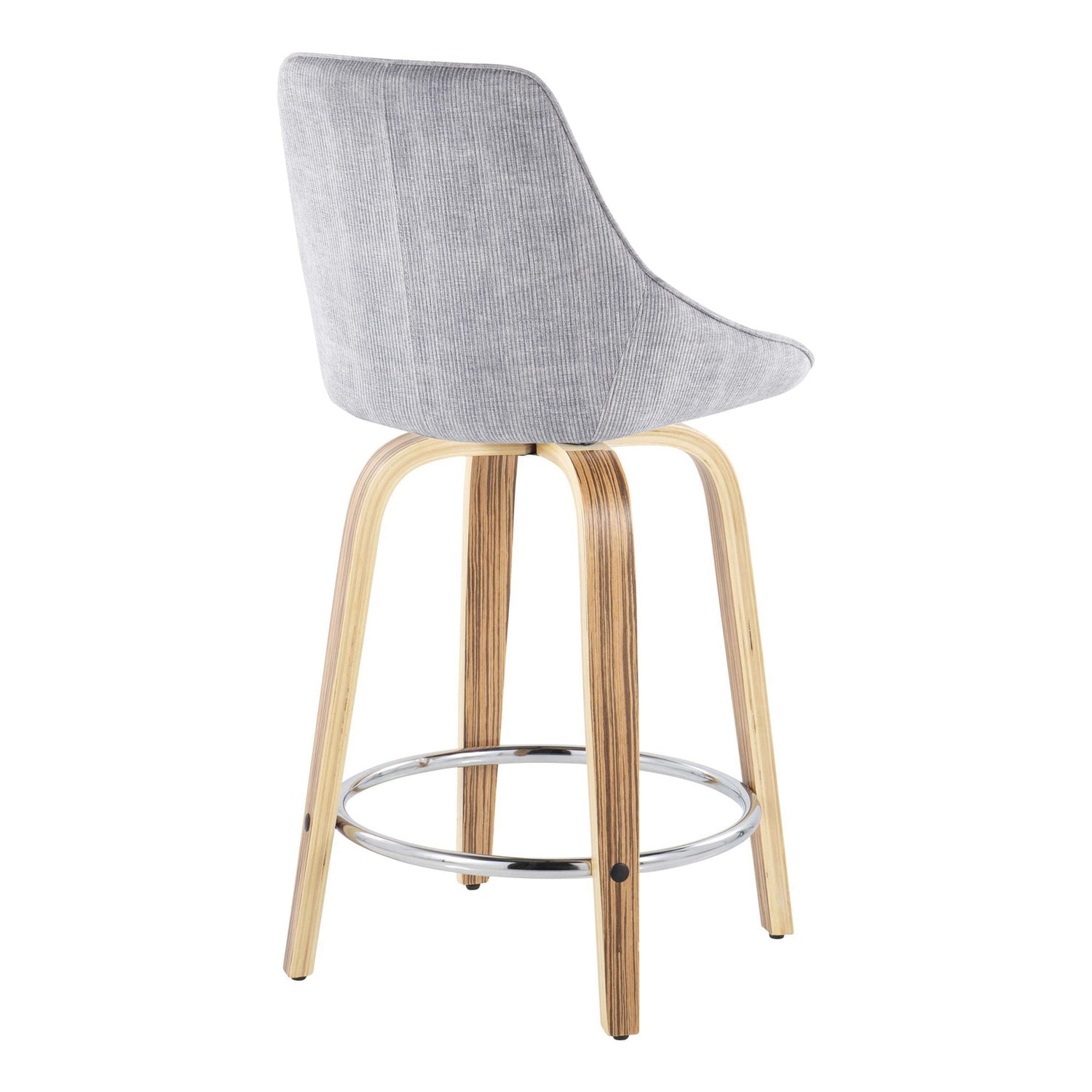 Diana - Contemporary, Fixed Height Counter Stool With Swivel &amp; Round Footrest (Set of 2)