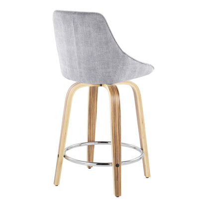 Diana - Contemporary, Fixed Height Counter Stool With Swivel &amp; Round Footrest (Set of 2)