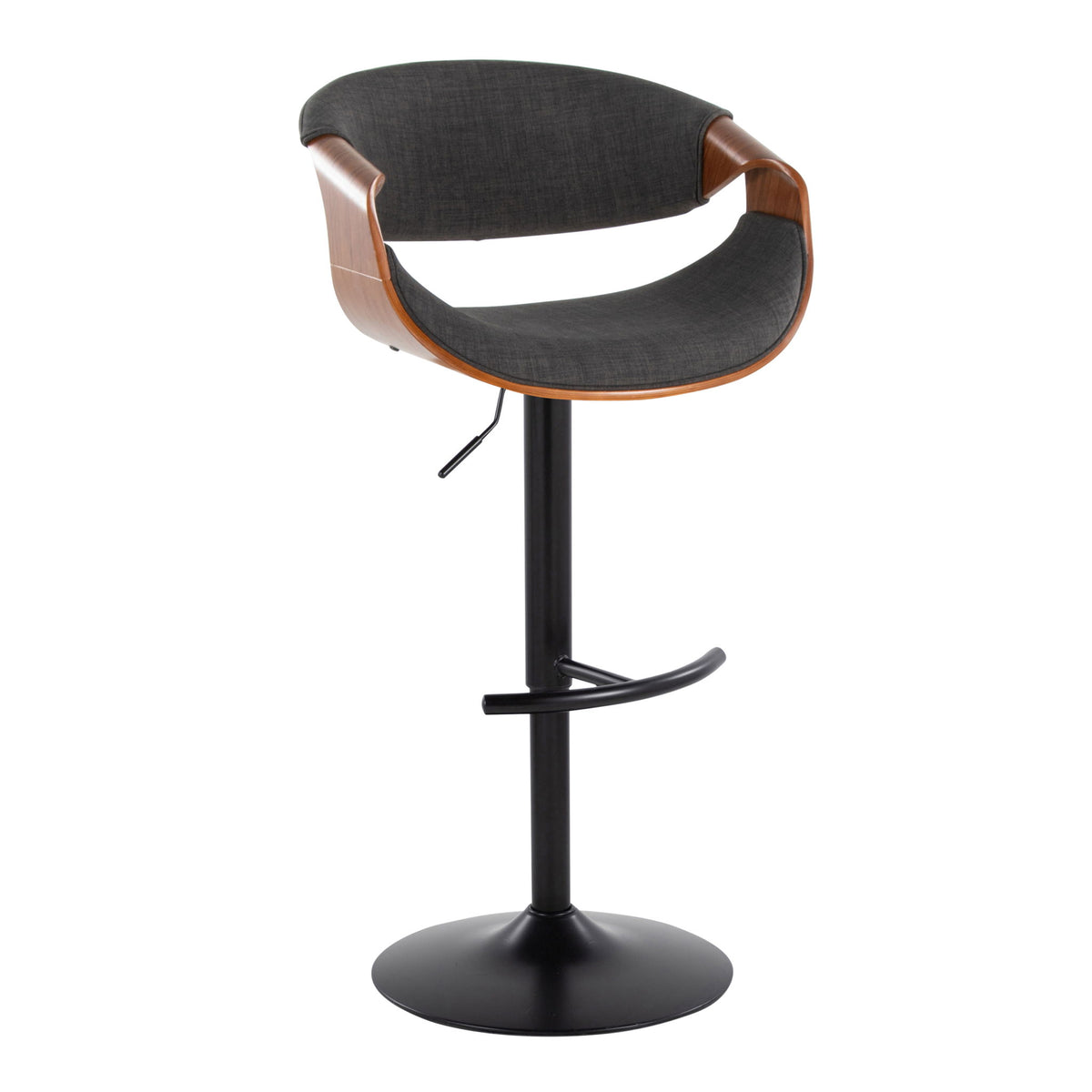 Curvo - Mid Century Modern Adjustable Barstool With Swivel &amp; Rounded T Footrest (Set of 2)