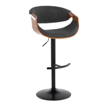 Curvo - Mid Century Modern Adjustable Barstool With Swivel &amp; Rounded T Footrest (Set of 2)