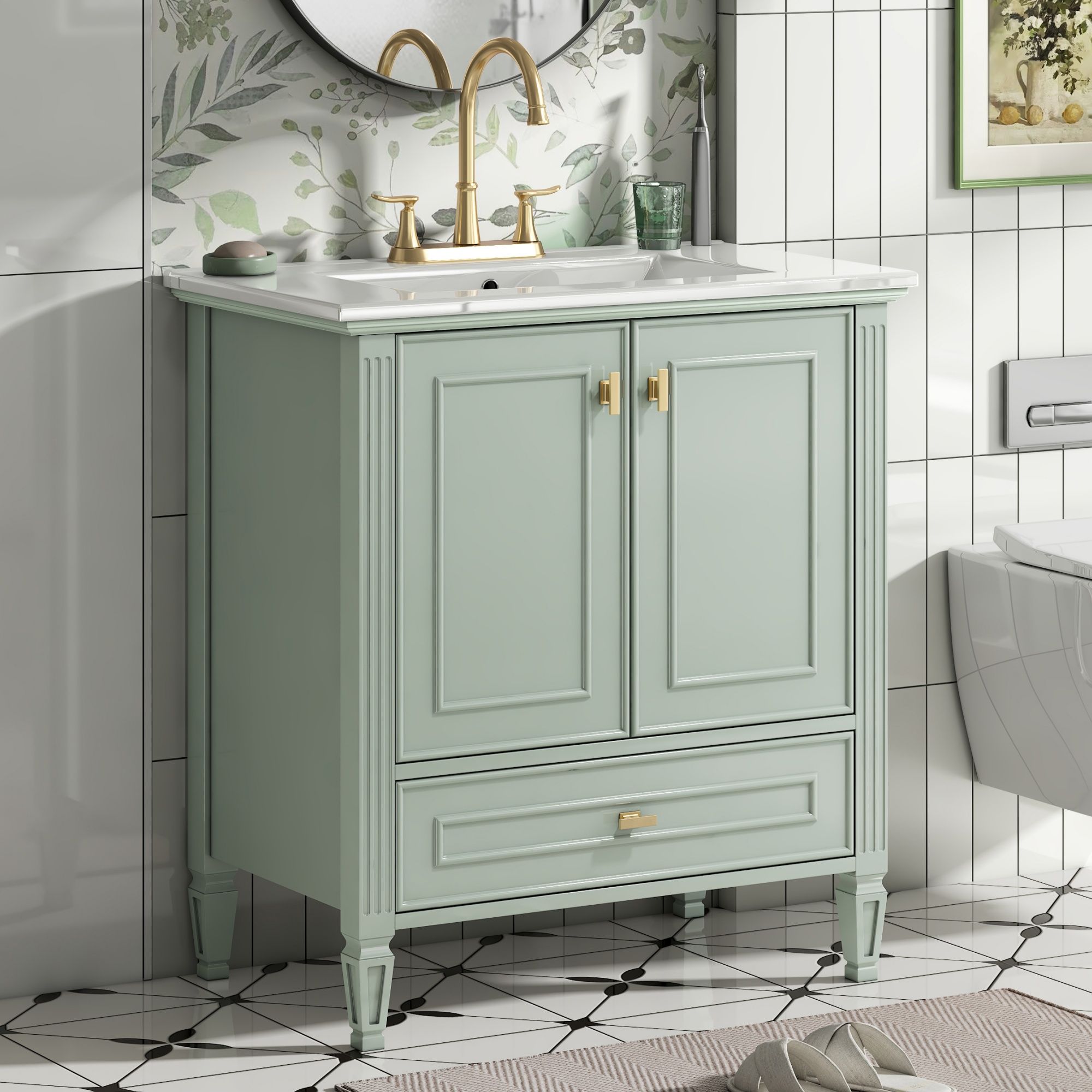 Freestanding Vanity With 1 Drawer &amp; 2 Soft Close Doors With Door Mounted Storage