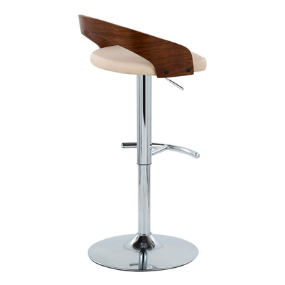 Grotto - Contemporary Adjustable Barstool &amp; Swivel With Rounded T Footrest (Set of 2)