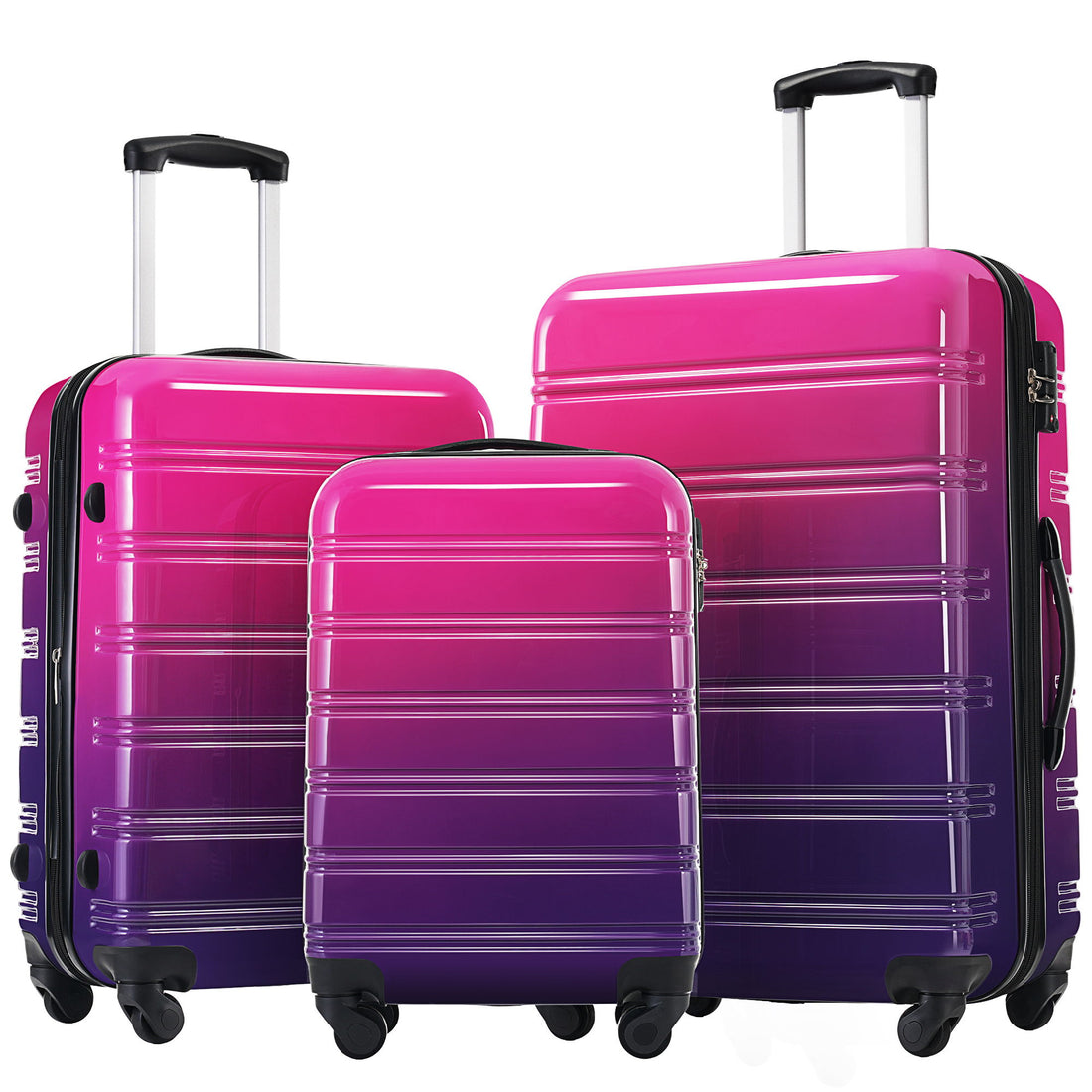 Hardshell Luggage Sets 3 Piece Gradient Color Expandable Suitcase With Spinner Wheels And Tsa Lock Lightweight 20&quot; 24&quot; 28&quot; Available