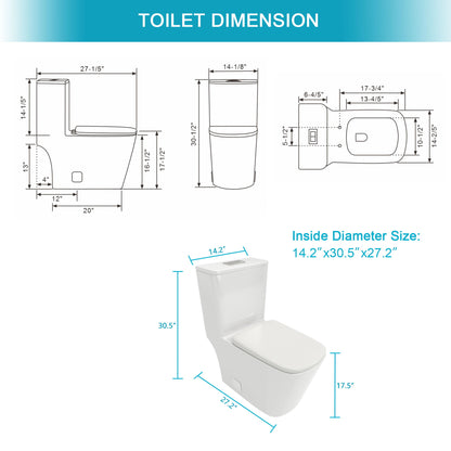 1 Piece Toilet &amp; Dual Flush And Soft Closing Seat - White