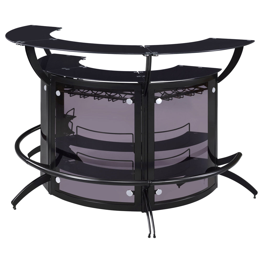 Elaina - 3 Piece Curved Freestanding Home Bar - Black