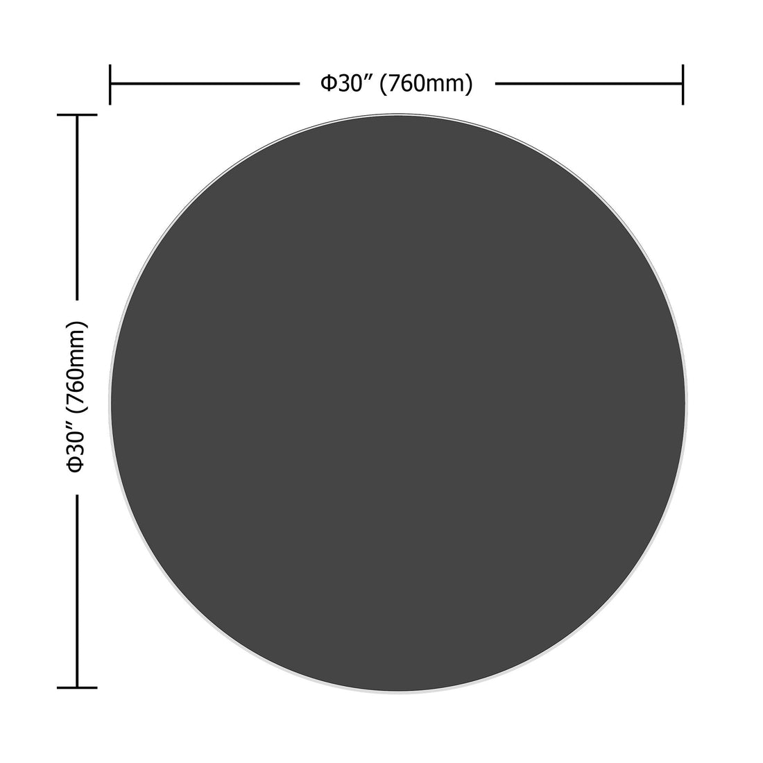 30&quot; Round Tempered Glass Table Top Glass 1 / 4&quot; Thick Round Polished Edge - Black