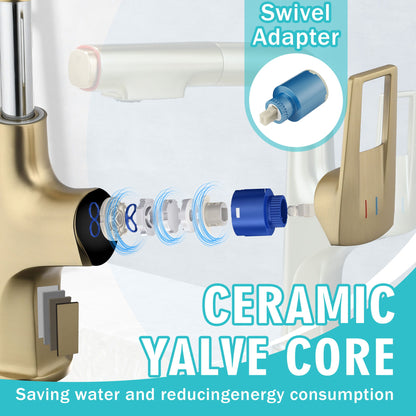 Pull Down Vessel Faucet With Lift Spout &amp; Dual Spray Modes