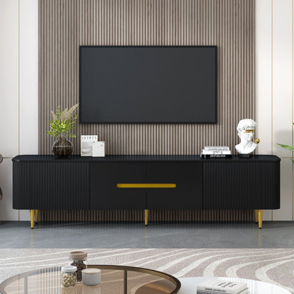 Minimalist TV Stand For TVs Up To 85&quot;, Modern Entertainment Center Media Console With 4 Spacious Cabinets For Living Room