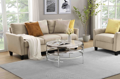 Elegant Round Table With Sintered Stone Top &amp; Sturdy Metal Frame