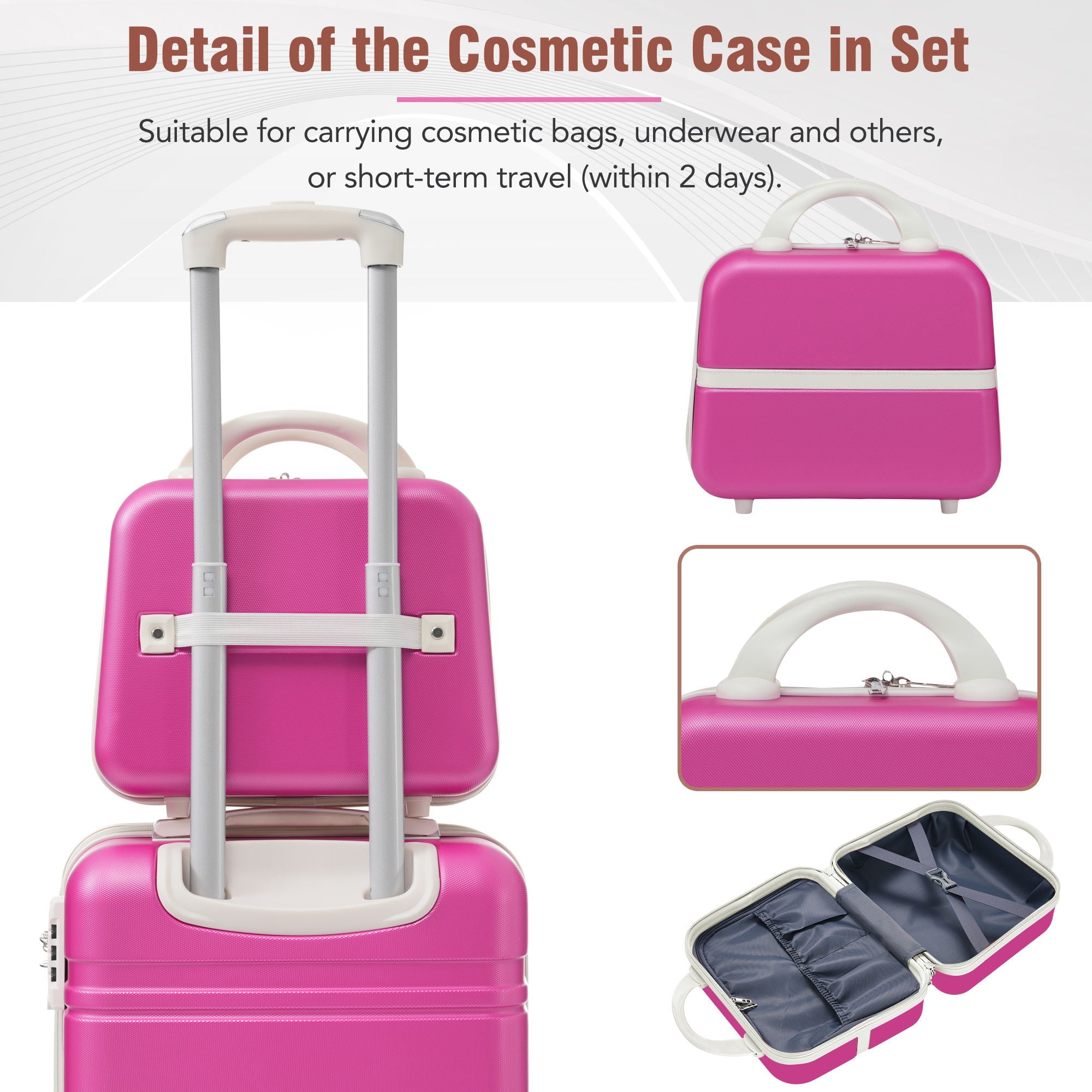 Hardshell Luggage Sets 3 Pieces 20&quot; / 24&quot; Luggages And Cosmetic Case Spinner Suitcase With Tsa Lock Lightweight