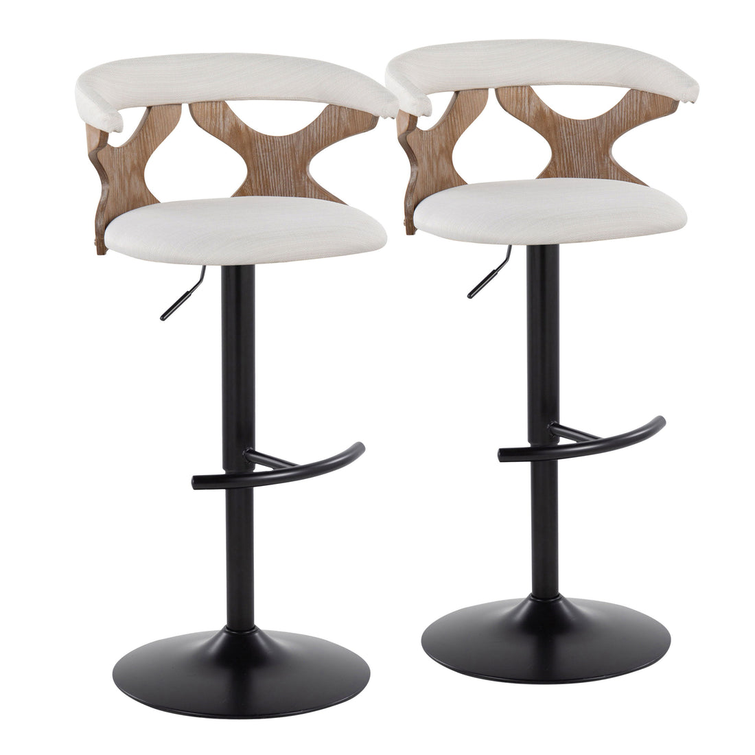 Gardenia - Contemporary Adjustable Barstool &amp; Swivel With Rounded T Footrest (Set of 2)