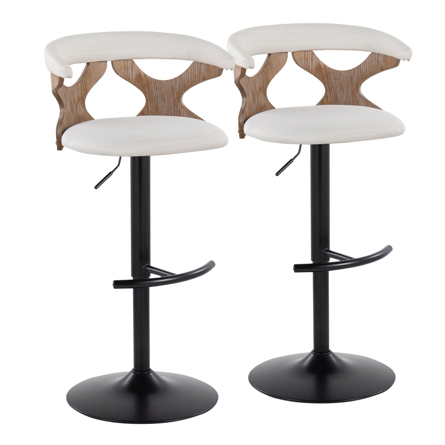 Gardenia - Contemporary Adjustable Barstool &amp; Swivel With Rounded T Footrest (Set of 2)