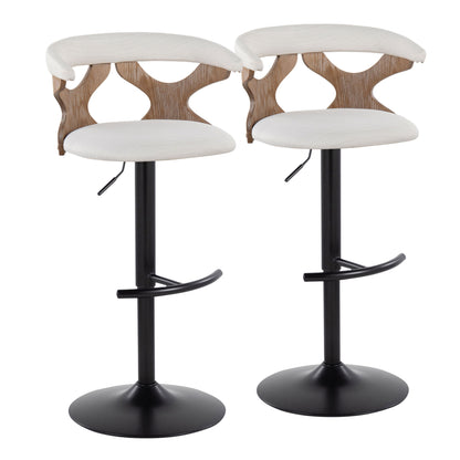 Gardenia - Contemporary Adjustable Barstool &amp; Swivel With Rounded T Footrest (Set of 2)