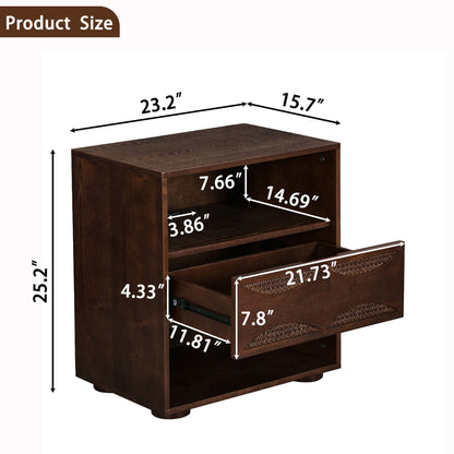 Nightstand With USB Ports &amp; Outlet Hole, End Table With Drawer